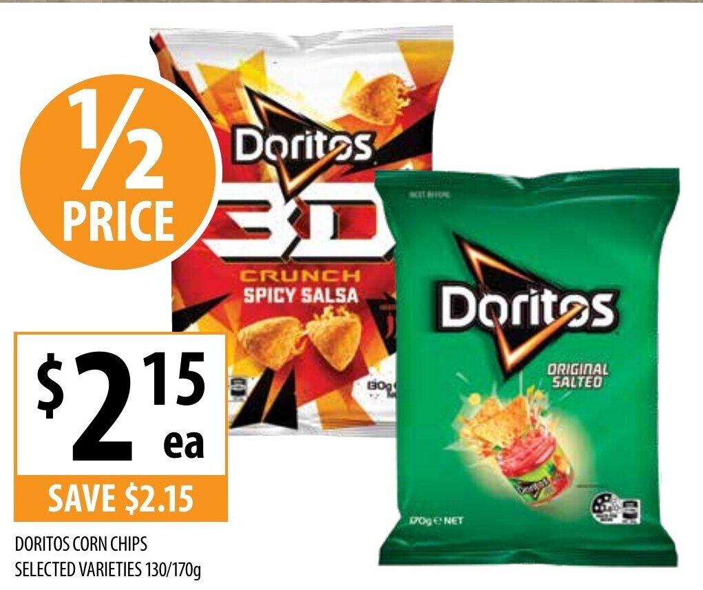 Doritos Corn Chips 130/170g offer at Supabarn