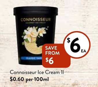 Foodworks Connoisseur Ice Cream 1l offer
