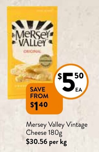 Foodworks Mersey Valley Vintage Cheese 180g offer