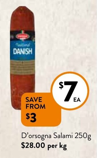Foodworks D' Orsogna Salami 250g offer