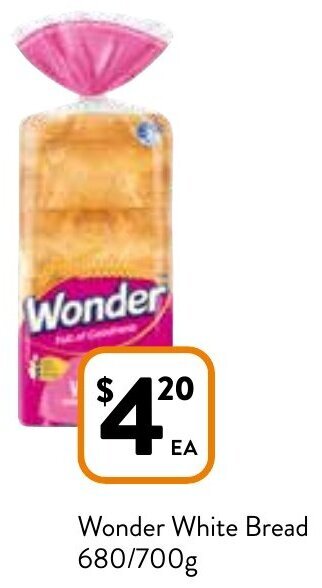 Wonder White Bread 680/700g