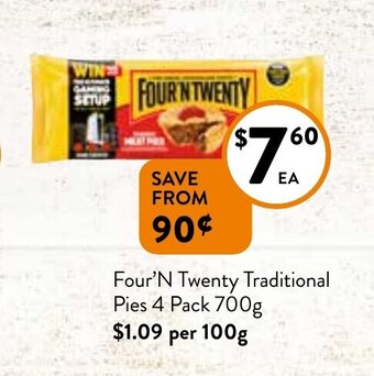 Foodworks Four 'N Twenty Traditional Pies 4 Pack 700g offer