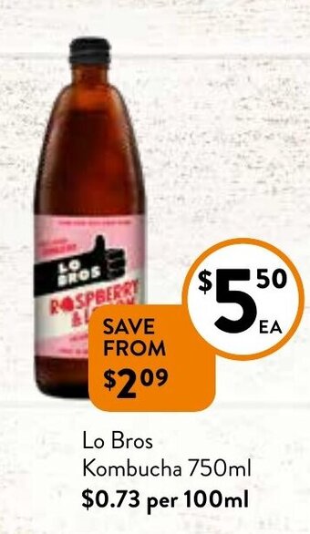 Foodworks Lo Bros Kombucha 750ml offer