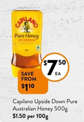 Foodworks Capilano Upside Down Pure Australian Honey 500g offer