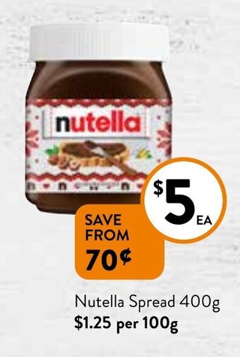Foodworks Nutella Spread 400g offer