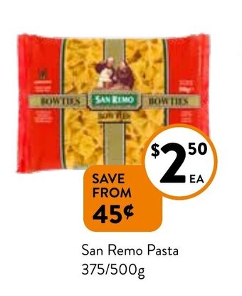 Foodworks San Remo Pasta 375/500g offer