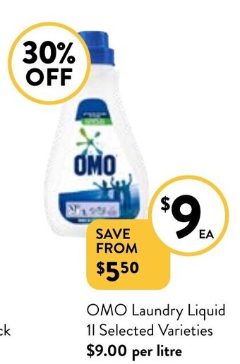 Foodworks OMO Laundry Liquid 1L offer