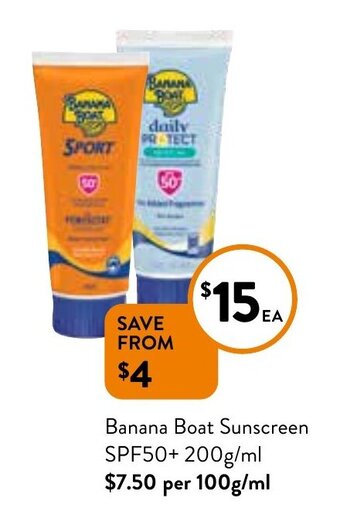 Foodworks Banana Boat Sunscreen SPF50+ 200g/ml offer