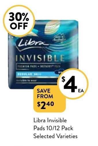 Foodworks Libra Invisible Pads 10/12 Pack offer