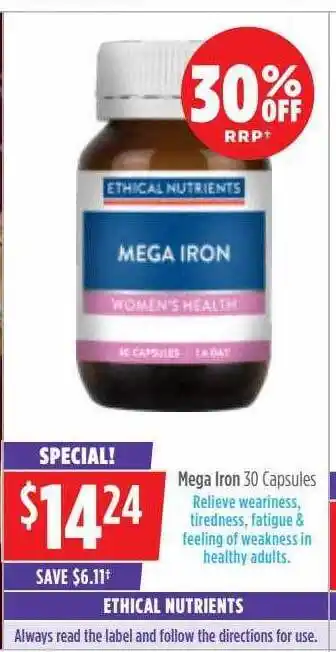 Wizard Pharmacy Ethical nutrients mega iron offer