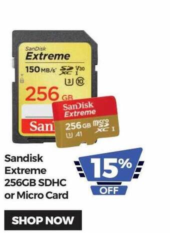 Teds Cameras Sandisk extreme 256gb sdhc or micro card offer