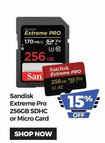 Teds Cameras Sandisk extreme pro 256gb sdhc or micro card offer