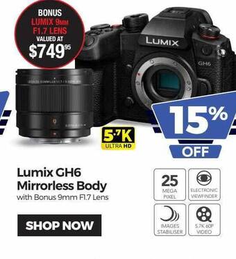 Teds Cameras Lumix gh6 mirrorless body offer