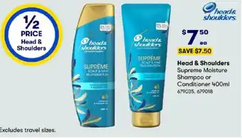 BIG W Head & Shoulders Supreme Moisture Shampoo or Conditioner 400ml offer