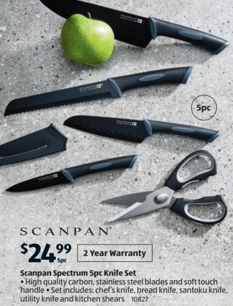 Scanpan Spectrum 5pc Knife Set offer at ALDI