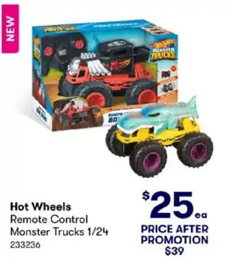 BIG W Hot Wheels Remote Control Monster Trucks 1/24 offer
