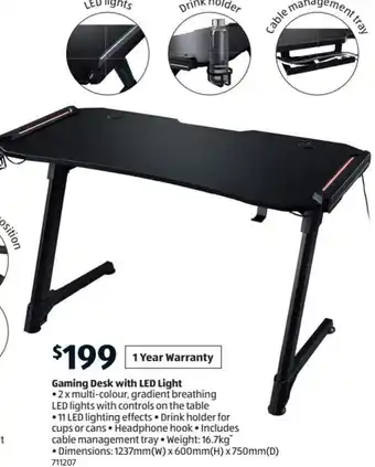 ALDI Gaming Desk with Led Light offer