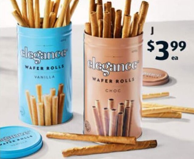 Elegance Assorted Wafer Rolls 400 g offer at ALDI