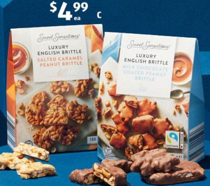 Sweet Sensations Luxury English Brittle 150g offer at ALDI