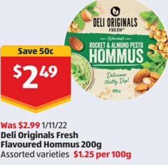 ALDI Deli Originals Fresh Flavoured Hommus 200g offer