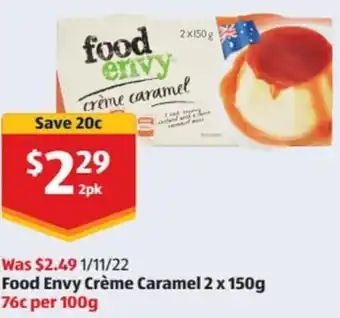 ALDI Food Envy Crème Caramel 2 x 150 g offer