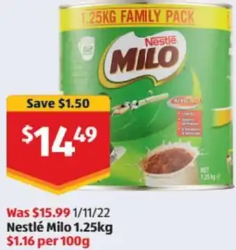 ALDI Nestlé Milo 1.25kg offer