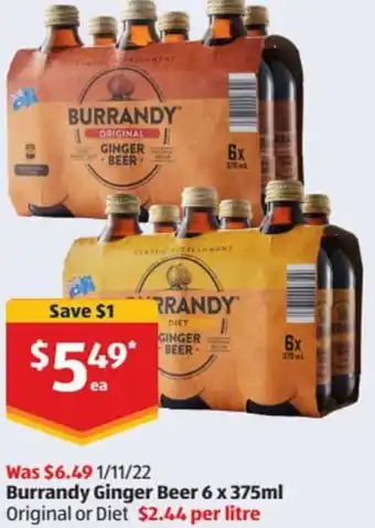 Burrandy Ginger Beer 6 x 375ml