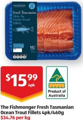 ALDI The Fishmonger Fresh Tasmanian Ocean Trout Fillets 4pk/460g offer