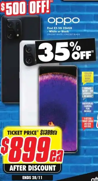 The Good Guys oppo Find X5 5G 256GB -white or Black offer