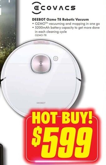 The Good Guys Ecovacs Deebot Ozmo T8 Robotic Vacuum offer