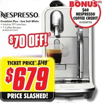 The Good Guys Nespresso Creatista Plus-Sea Salt White offer