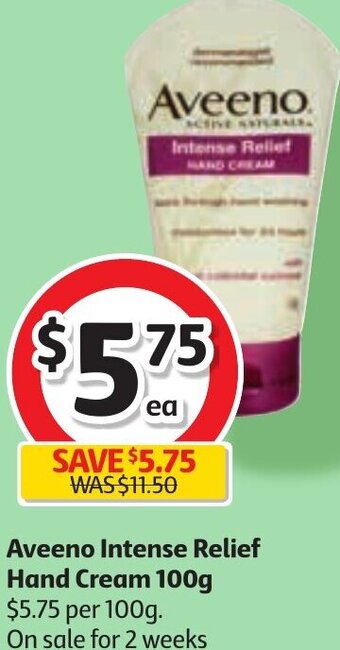 Coles Aveeno Intense Relief Hand Cream 100g offer