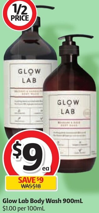 Coles Glow Lab Body Wash 900ml offer