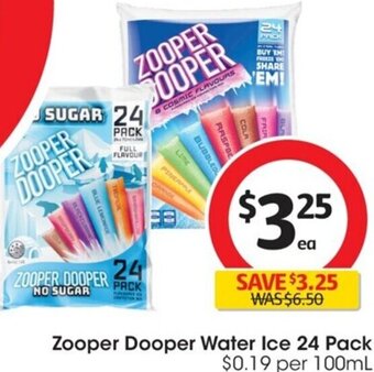 Coles Zooper Dooper Water Ice 24 Pack offer