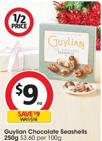 Coles Guylian Chocolate Seashells 250g offer