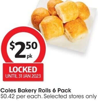 Coles Coles Bakery Rolls 6 Pack offer