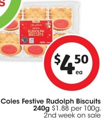 Coles Coles Festive Rudolph Biscuits 240g offer