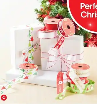 Coles Christmas Fabric Ribbon 3 Metres offer