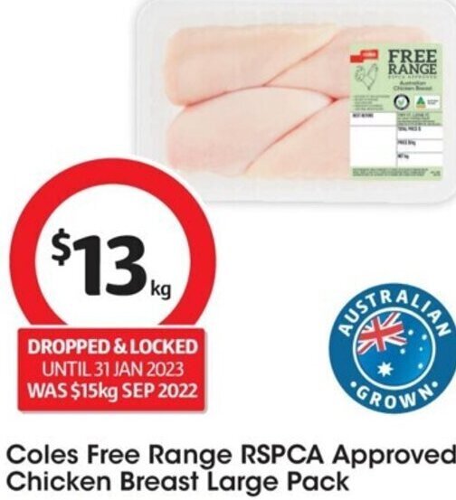 Coles Free Range RSPXCA Approved Chicken Breast Large Pack offer at Coles