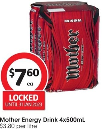 Coles Mother Energy Drink 4x500ml offer