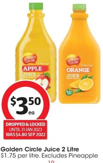 Coles Golden Circle Juice 2 Litre offer