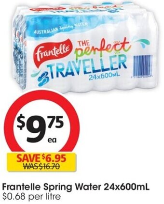 Coles Frantelle Spring Water 24x600ml offer