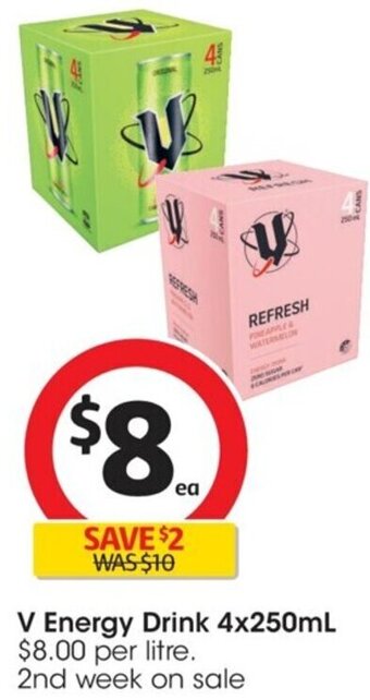 Coles V Energy Drink 4x250ml offer