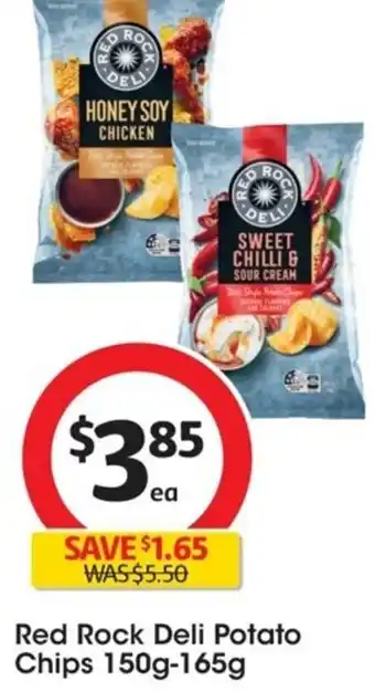Coles Red Rock Deli Potato Chips 150-165g offer