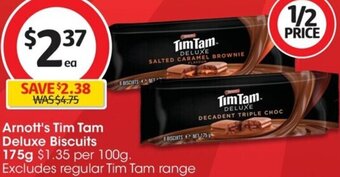 Coles Arnott's Tim Tam Deluxe Biscuits 175g offer