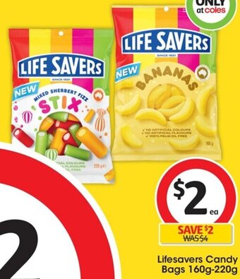 Coles Lifesavers Candy Bags 160g-220g offer