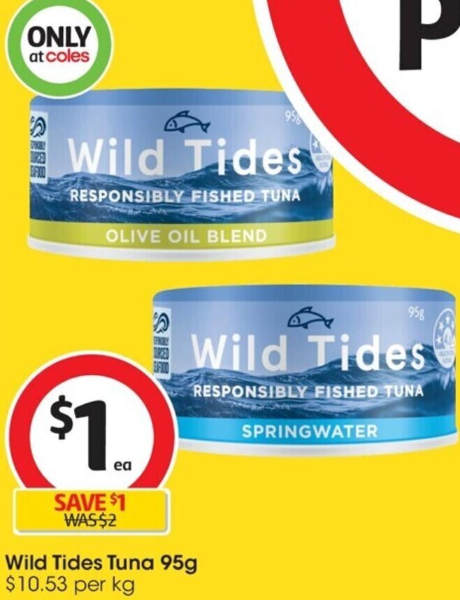 Wild Tides Tuna 95g offer at Coles