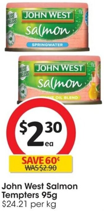 Coles John West Salmon Tempters 95g offer