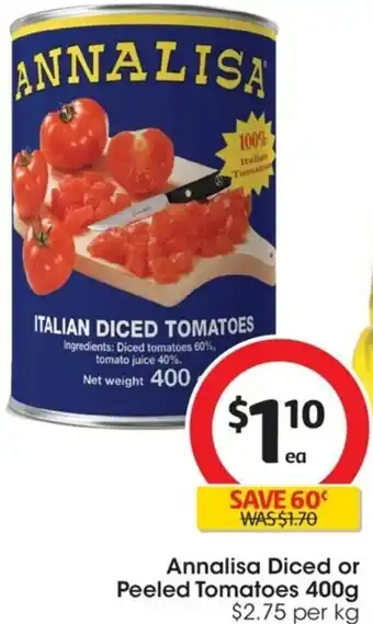 Coles Annalisa Diced or Peeled Tomatoes 400g offer