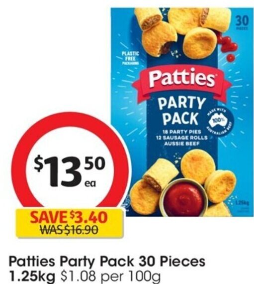 Patties Party Pack 30 Pieces 1.25kg offer at Coles